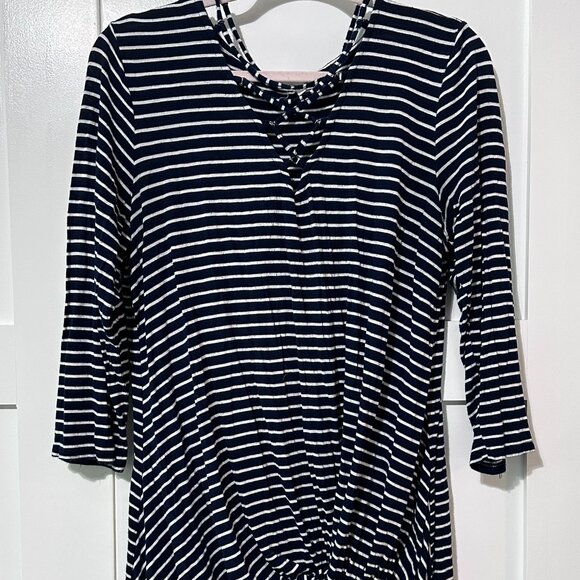 Maurices Knot Front Tunic Navy Blue Striped Size XL - Picture 1 of 5